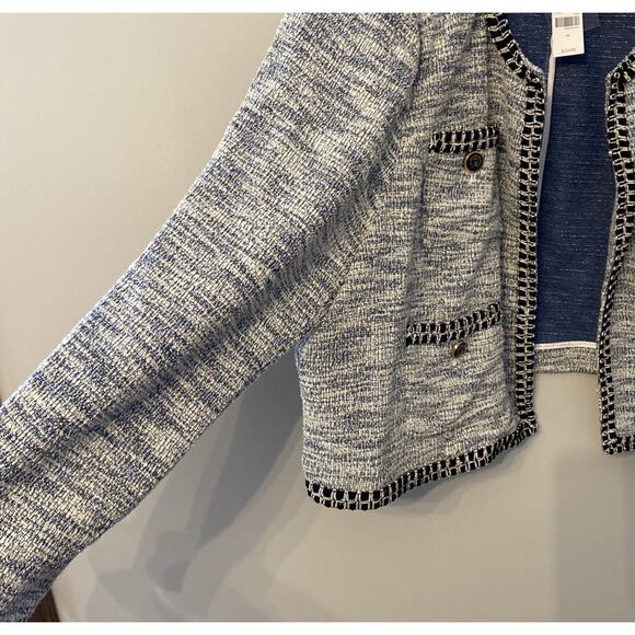 Lane Bryant Women's Plus Size 24 Silver Black Faux Tweed Open Front Crop Blazer - Picture 5 of 11